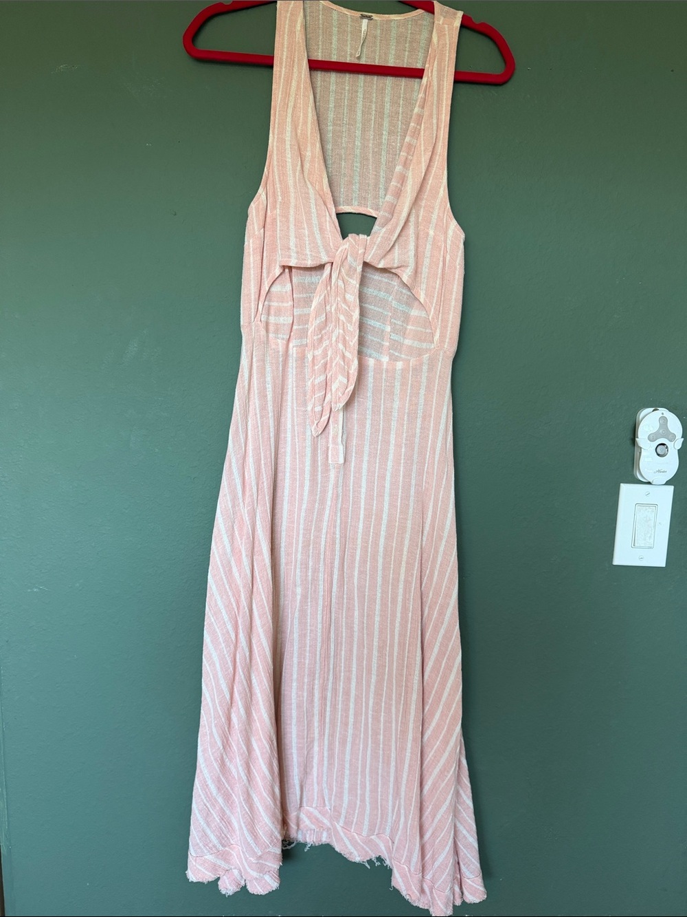 Free People Sleeveless Pink Striped Buttoned & Tie-Front Maxi Dress Size M